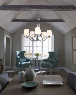 Kronleuchter Glas Schirm Metall Weiß Nickel Jugendstil