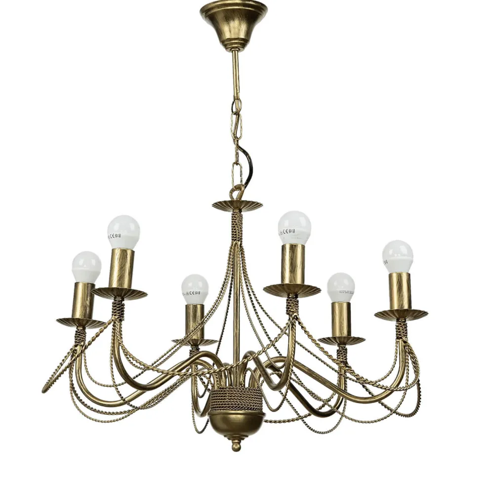 Kronleuchter Gold Metall Rustikal 6-flammig E14