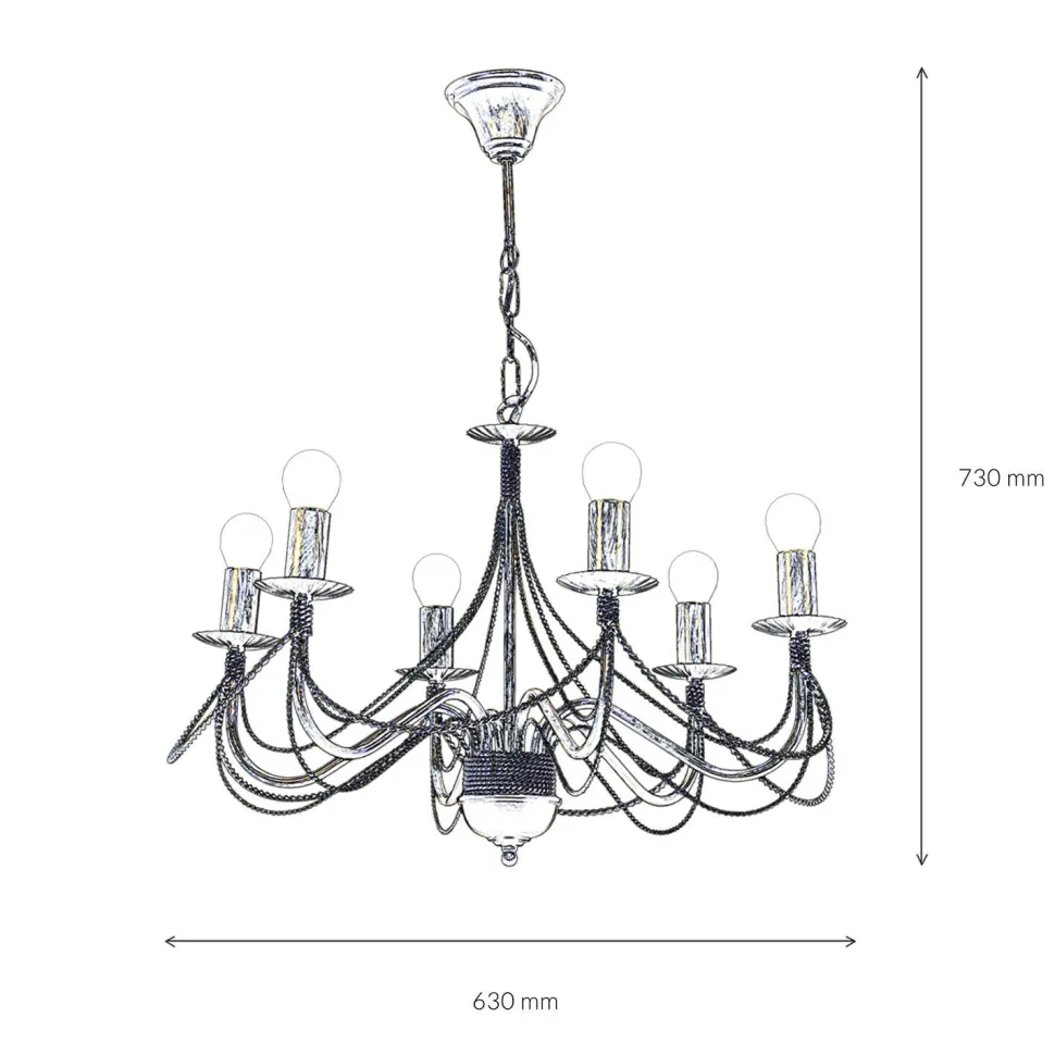 Kronleuchter Gold Metall Rustikal 6-flammig E14
