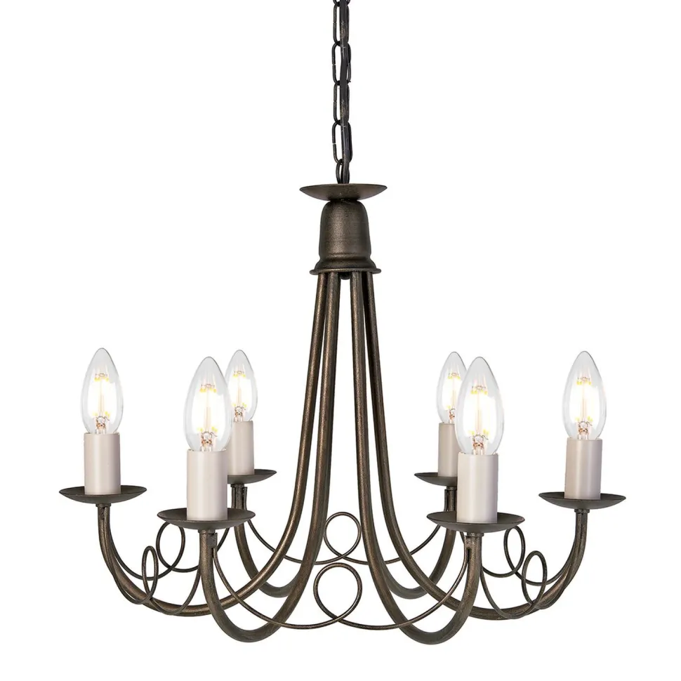 Kronleuchter GOTICA 5 in Gold 6xE14 kürzbar Lampe