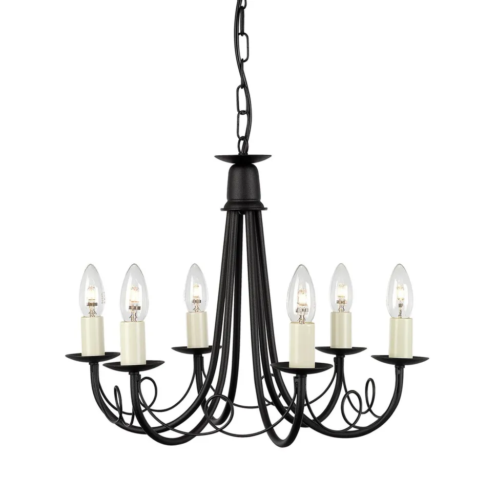 Kronleuchter GOTICA 5 Schwarz kürzbar 6-flmg Lampe