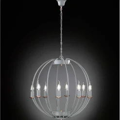 Kronleuchter Grau rund Ø 55 cm Metall 8x E14