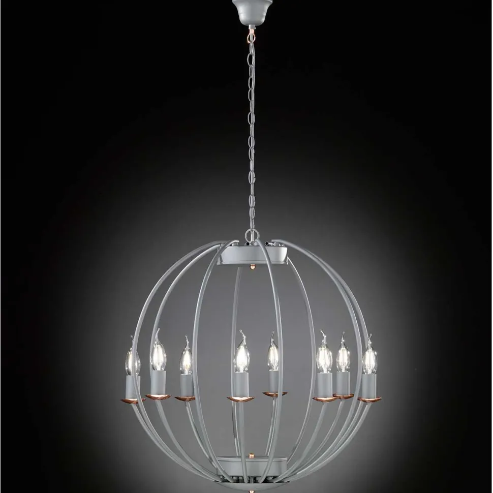 Kronleuchter Grau rund Ø 55 cm Metall 8x E14