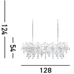 Kronleuchter in Chrom 14-flammig E14 L:128 cm länglich