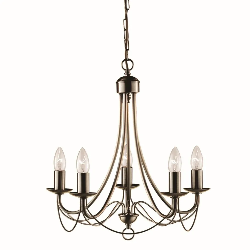 Kronleuchter in Messing Antik 5-flmg.