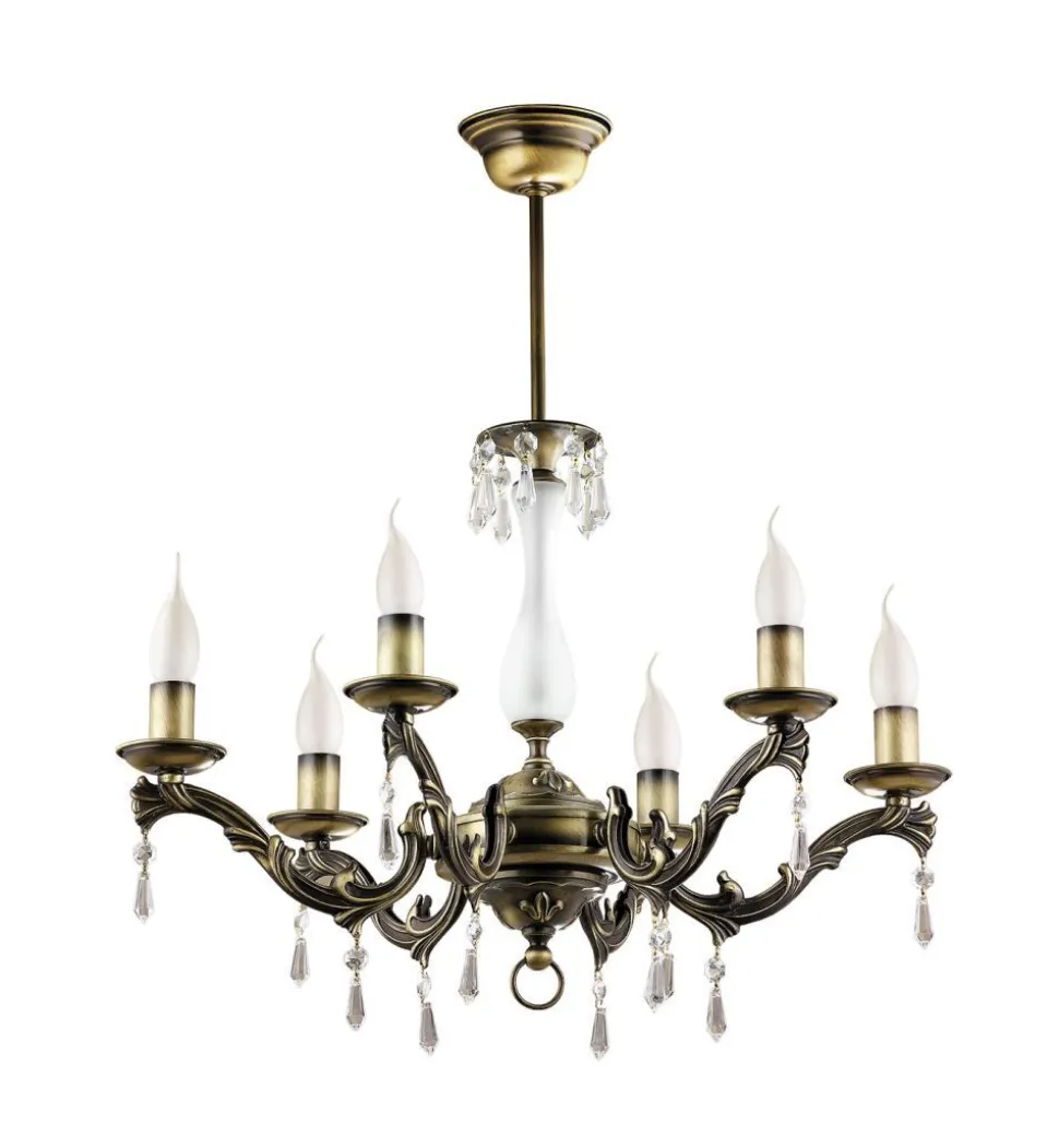 Kronleuchter in Messing antik Kristall TERRI Lampe