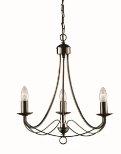 Kronleuchter in Messing Antik 3-flmg.