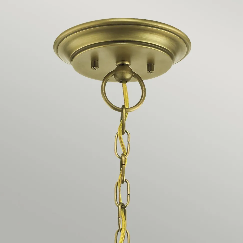 Kronleuchter in Messing Glasschirm Metall Jugendstil