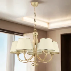 Kronleuchter in Shabby Gold Weiß BERTHA Esstisch