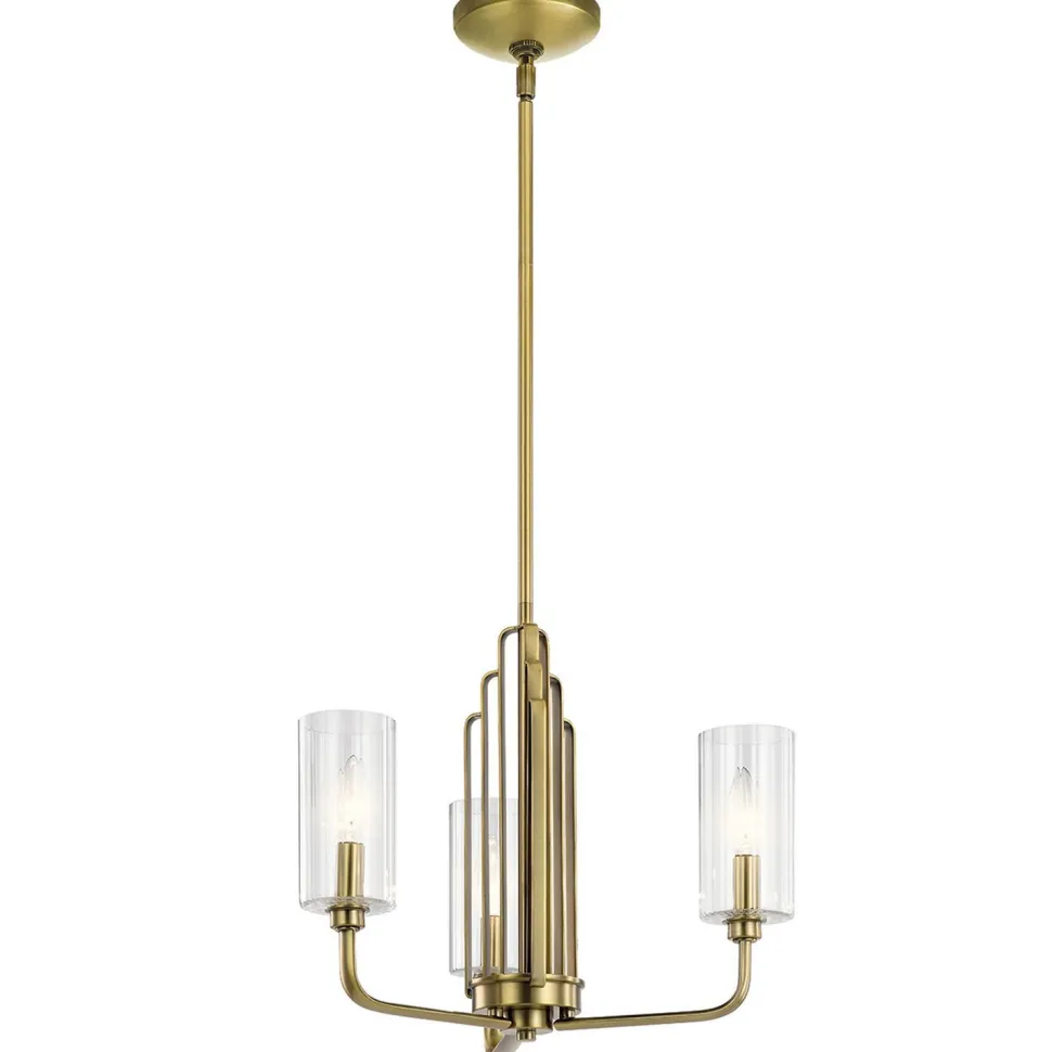 Kronleuchter Jugendstil 45,9 cm breit 3-flammig E14 in Messing