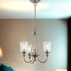 Kronleuchter Jugendstil Glas Metall 3x E27 LIODA