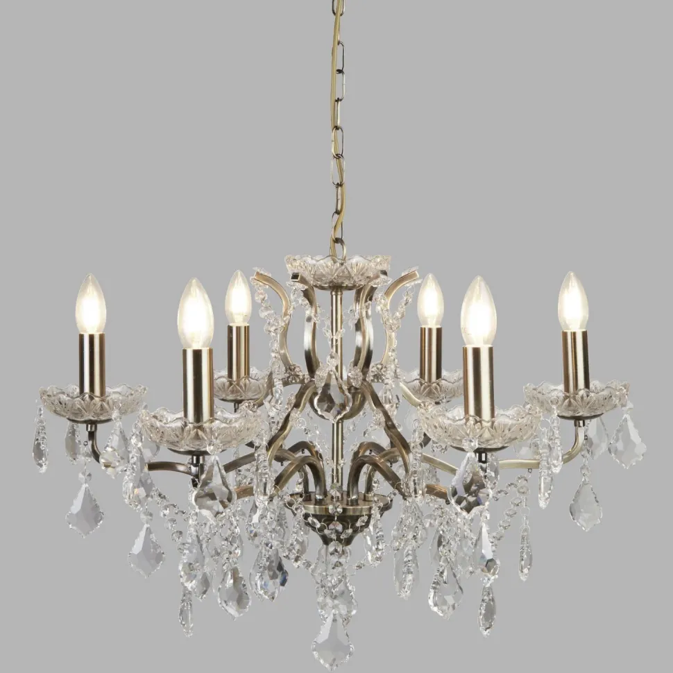 Kronleuchter Kristall Ø 70 cm Messing Antik 6-flammig E14