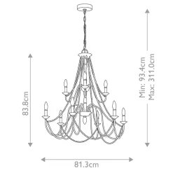 Kronleuchter Landhaus Shabby B: 81,3 cm H: max. 311 cm Grau