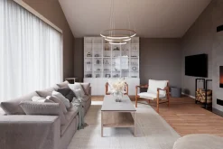 Kronleuchter LED B: 80 cm 3 Ringe Holz 2700 K warmweiß