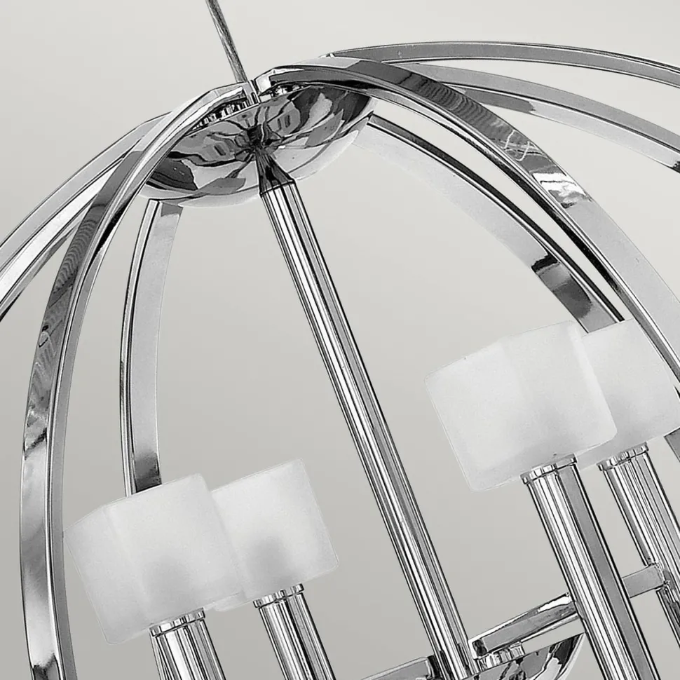 Kronleuchter LED G9 rund D: 71,3 cm Metall Glas in Chrom Weiß