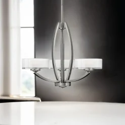 Kronleuchter LOU Nickel Weiß 3xE27 Esstisch Lampe