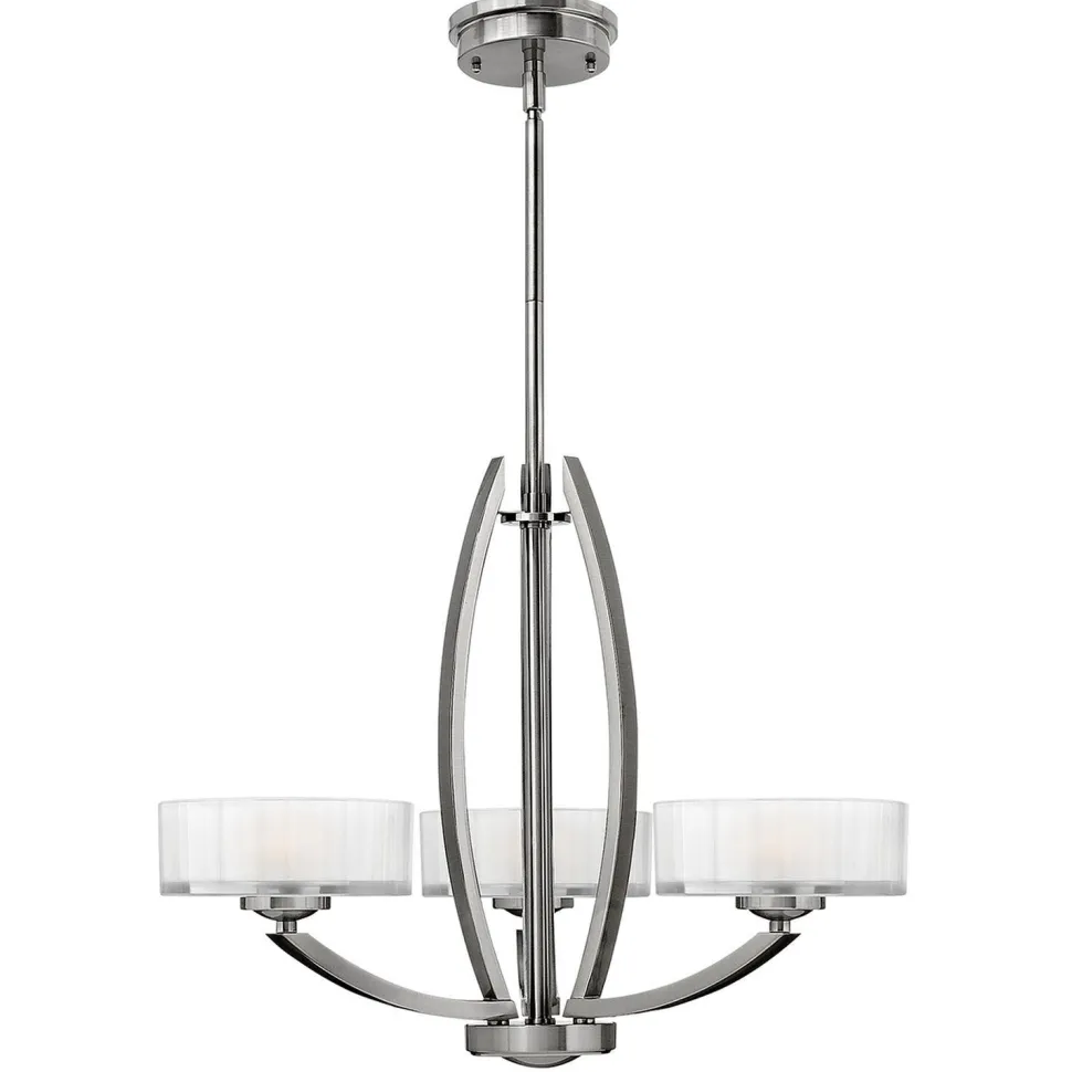 Kronleuchter LOU Nickel Weiß 3xE27 Esstisch Lampe