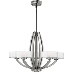 Kronleuchter LOU Nickel Weiß 5xE27 Modern Lampe