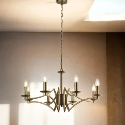 Kronleuchter Messing Antik E14 Metall Ø 72 cm 8-flammig