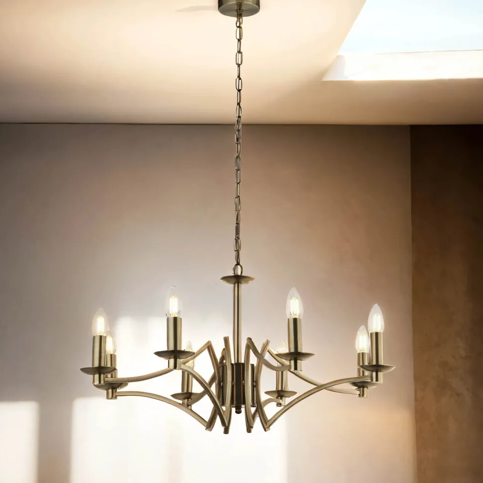 Kronleuchter Messing Antik E14 Metall Ø 72 cm 8-flammig