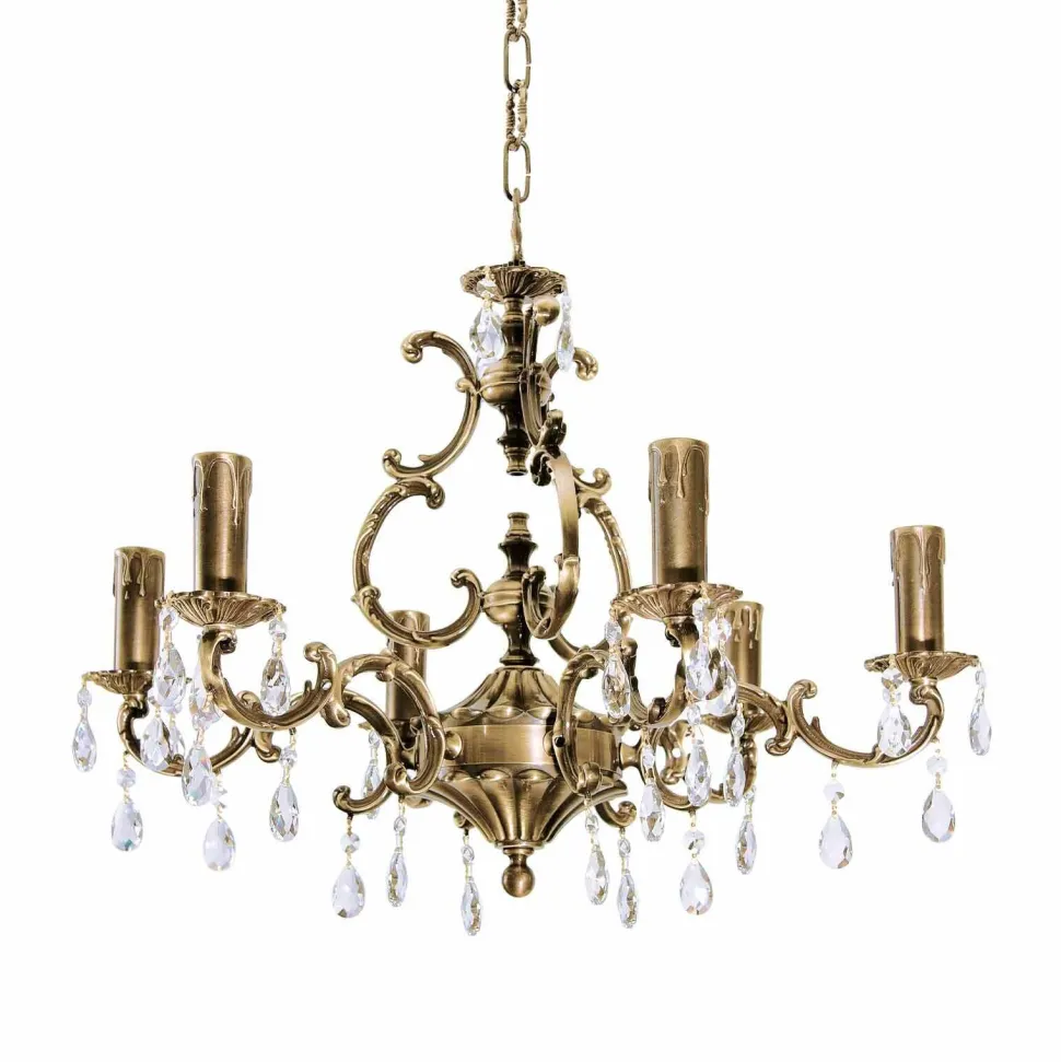 Kronleuchter Messing Kristall Ø 65 cm 6-flammig E14 in Bronze