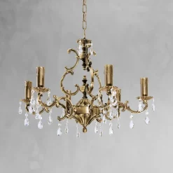 Kronleuchter Messing Kristall Ø 65 cm 6-flammig E14 in Bronze