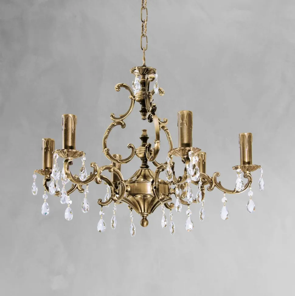 Kronleuchter Messing Kristall Ø 65 cm 6-flammig E14 in Bronze