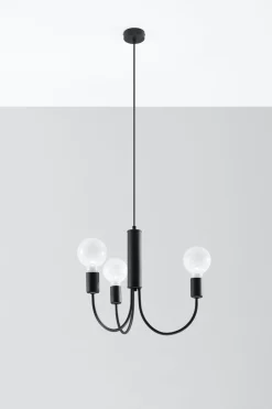 Kronleuchter Metall Ø 45 cm 3-flammig Retro Schwarz