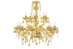 Kronleuchter Metall Acryl L:80 cm E14 Kerzen Klassisch