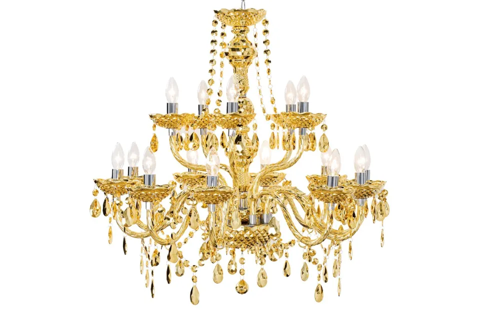 Kronleuchter Metall Acryl L:80 cm E14 Kerzen Klassisch