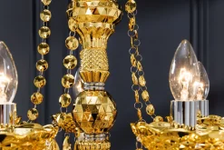 Kronleuchter Metall Acryl L:80 cm E14 Kerzen Klassisch