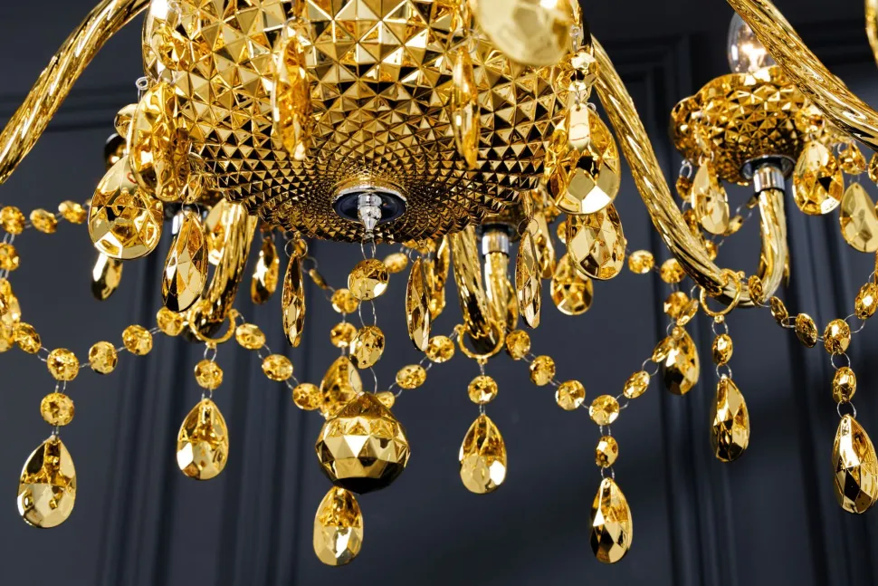 Kronleuchter Metall Acryl L:80 cm E14 Kerzen Klassisch