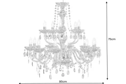 Kronleuchter Metall Acryl L:80 cm E14 Kerzen Klassisch