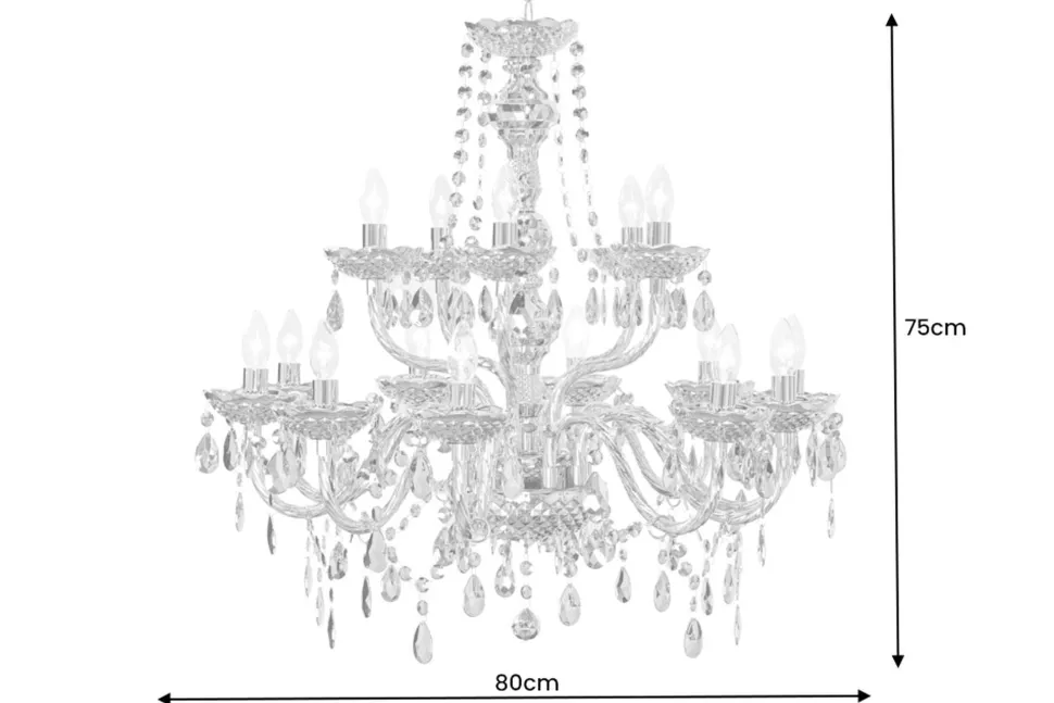Kronleuchter Metall Acryl L:80 cm E14 Kerzen Klassisch