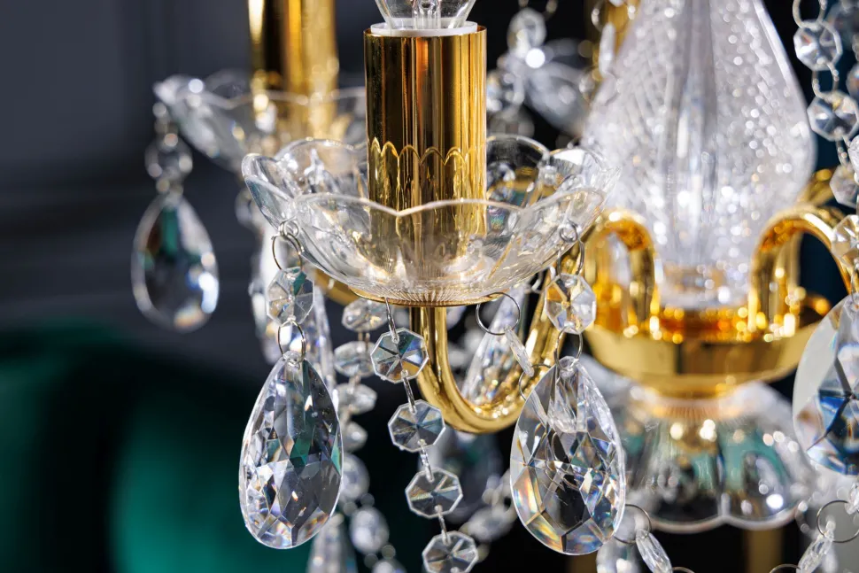 Kronleuchter Metall Acryl Kerzen 5-flammig E14