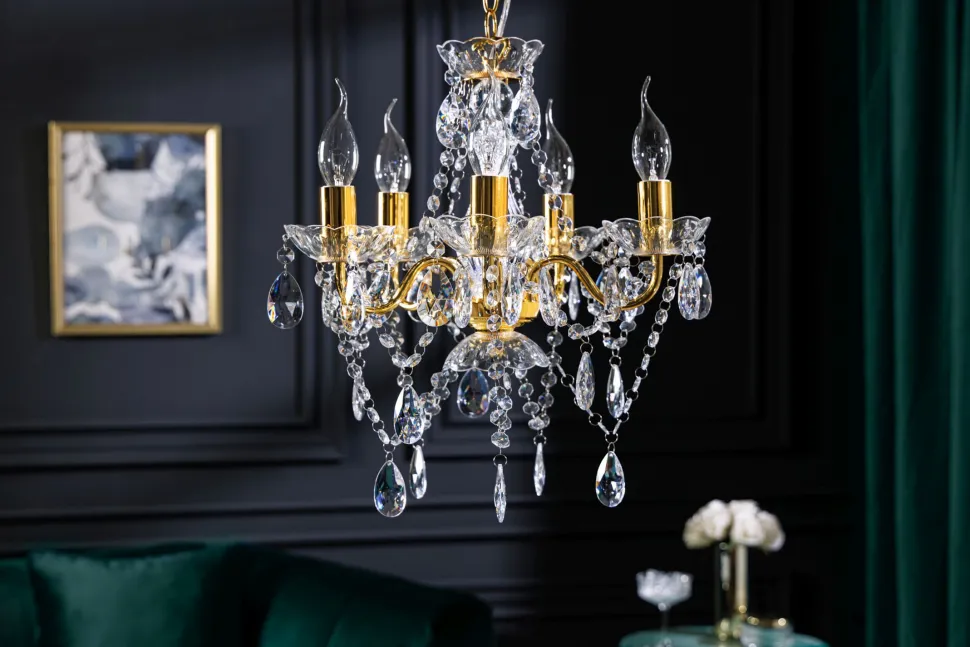 Kronleuchter Metall Acryl Kerzen 5-flammig E14