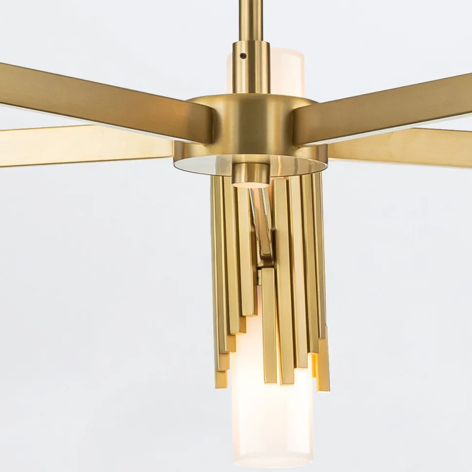 Kronleuchter Metall Glas E14 B: 106,7 cm in Messing antik Weiß