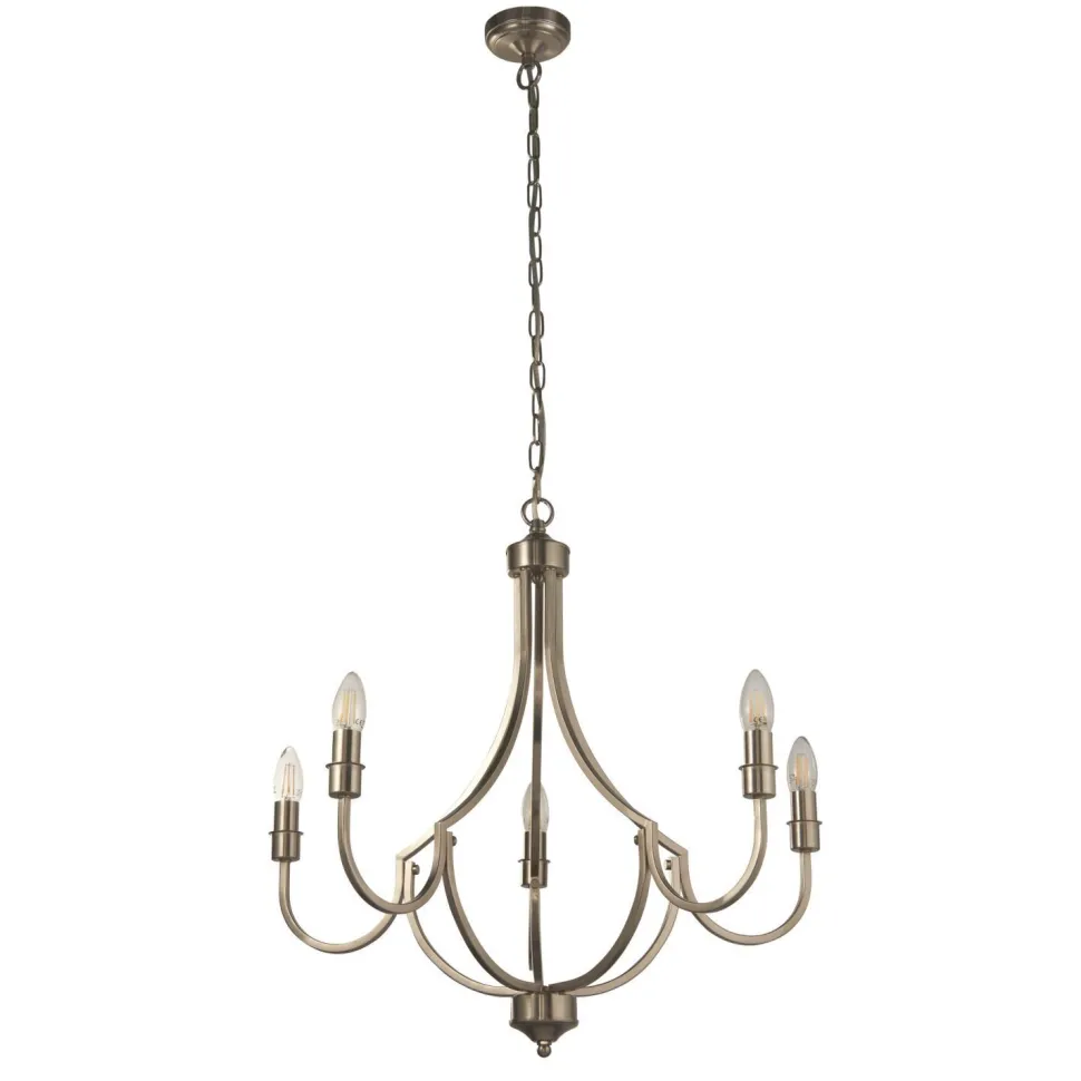 Kronleuchter Metall Rustikal Ø 65 cm in Silber 5-armig E14