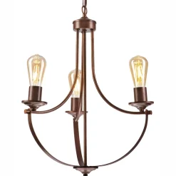 Kronleuchter Metall Rustikal Ø 42 cm 3-armig E27 Braun