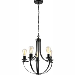 Kronleuchter Metall Schwarz Ø 45 cm 3-flammig E27 Rustikal