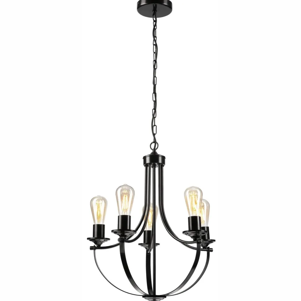 Kronleuchter Metall Schwarz Ø 45 cm 3-flammig E27 Rustikal