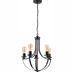 Kronleuchter Metall Schwarz Ø 45 cm 3-flammig E27 Rustikal