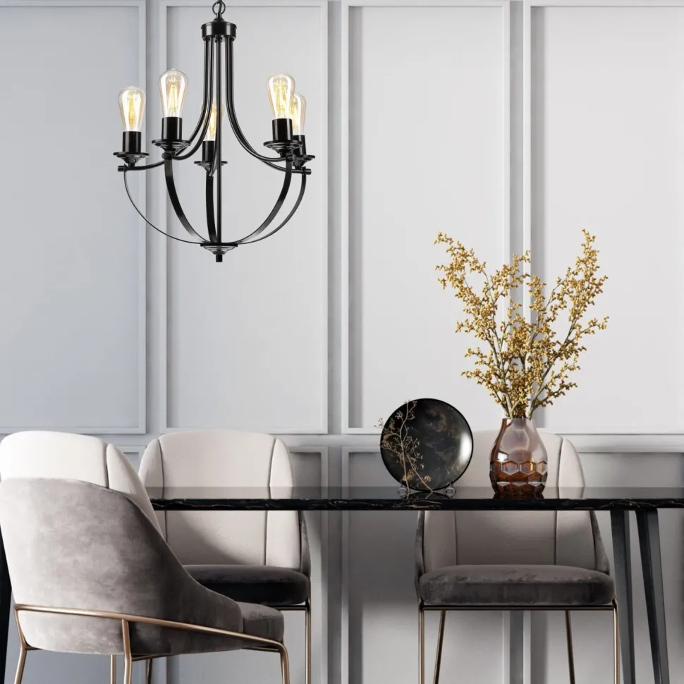 Kronleuchter Metall Schwarz Ø 45 cm 3-flammig E27 Rustikal