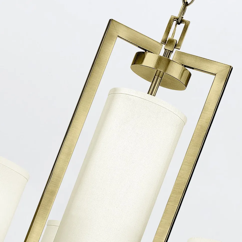 Kronleuchter Metall Stoff 62,9 cm breit 4x E27 mit Schirm