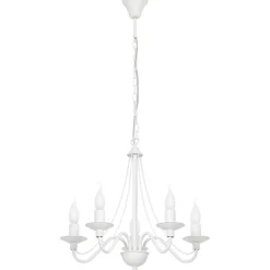 Kronleuchter Metall Weiß 5 Arme Rustikal Esszimmer