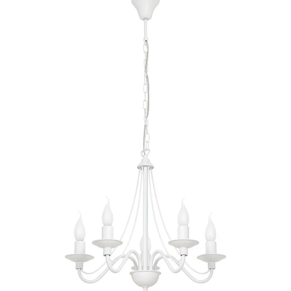 Kronleuchter Metall Weiß 5 Arme Rustikal Esszimmer