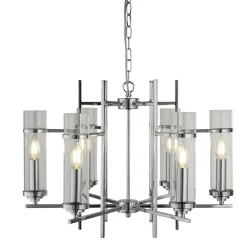 Kronleuchter mit Schirm Ø 59,5 cm Glas Metall 6x E14 Modern