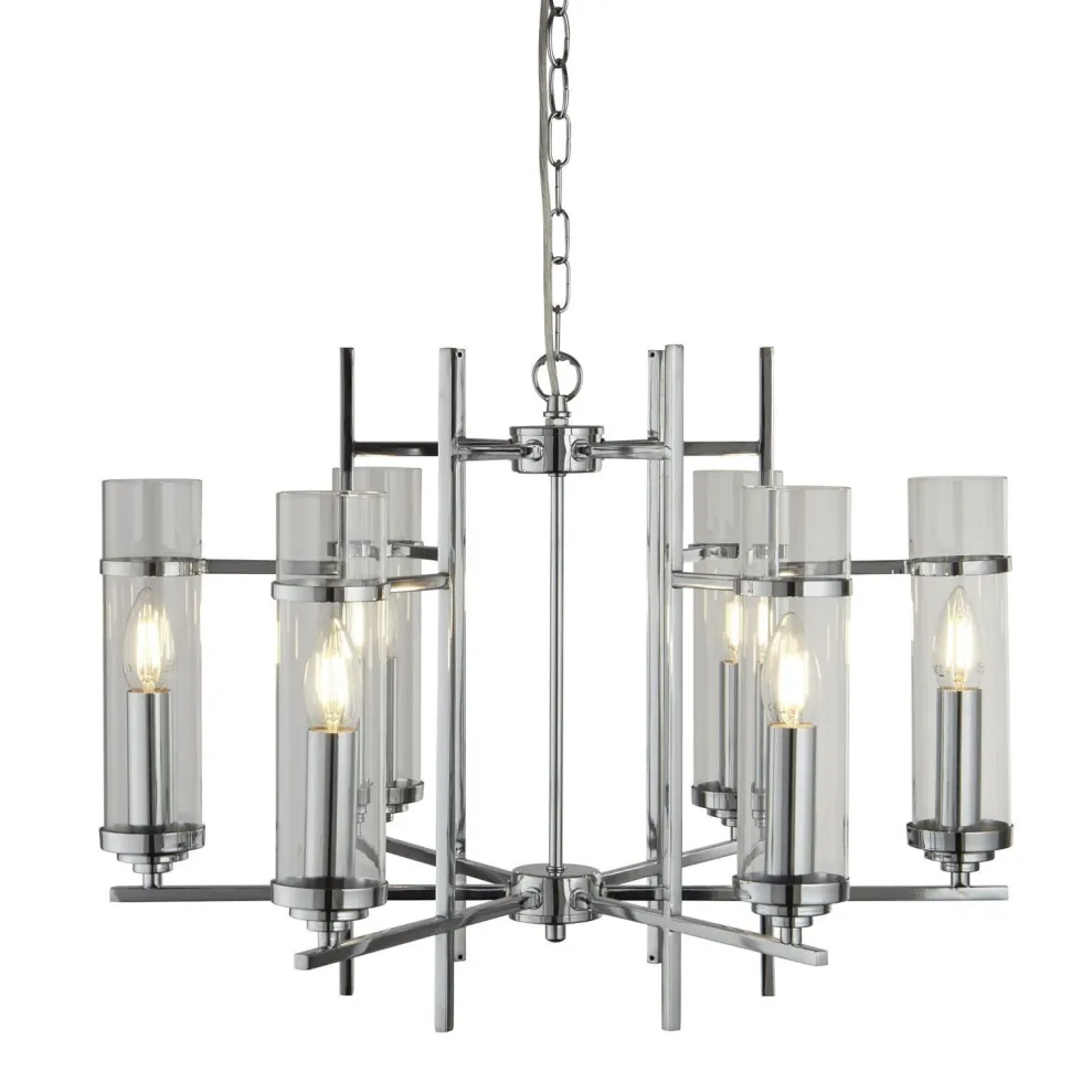 Kronleuchter mit Schirm Ø 59,5 cm Glas Metall 6x E14 Modern