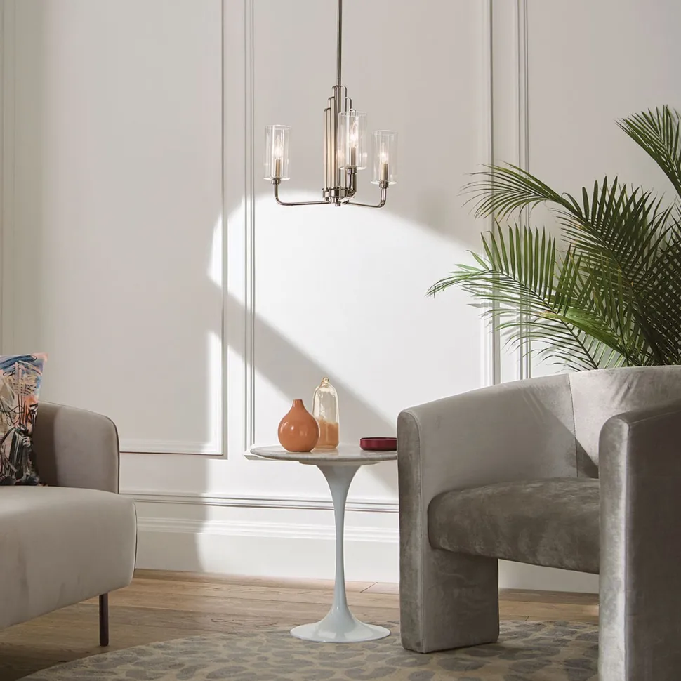 Kronleuchter mit Schirm Ø 45, 9cm Jugendstil Metall Glas