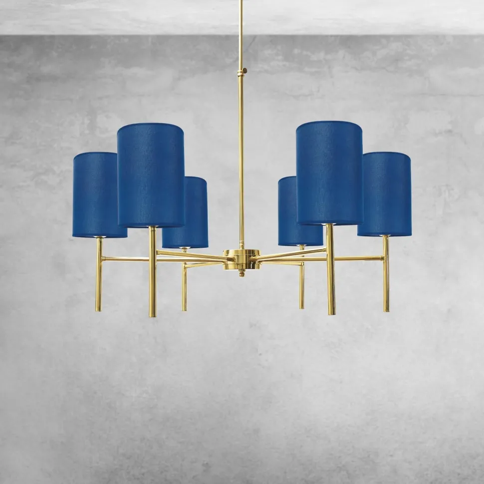 Kronleuchter mit Schirm Ø 88 cm Messing Stoff SOFIS